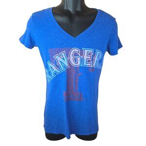 Texas Rangers Nike Womens Small Blue V-Neck Tee Slim Fit
